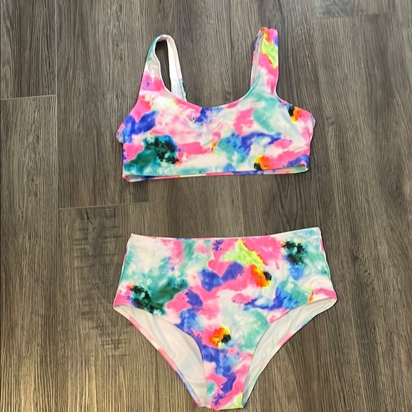 Pink and Blue Artistic Bikini Swim Set - Picture 1 of 1